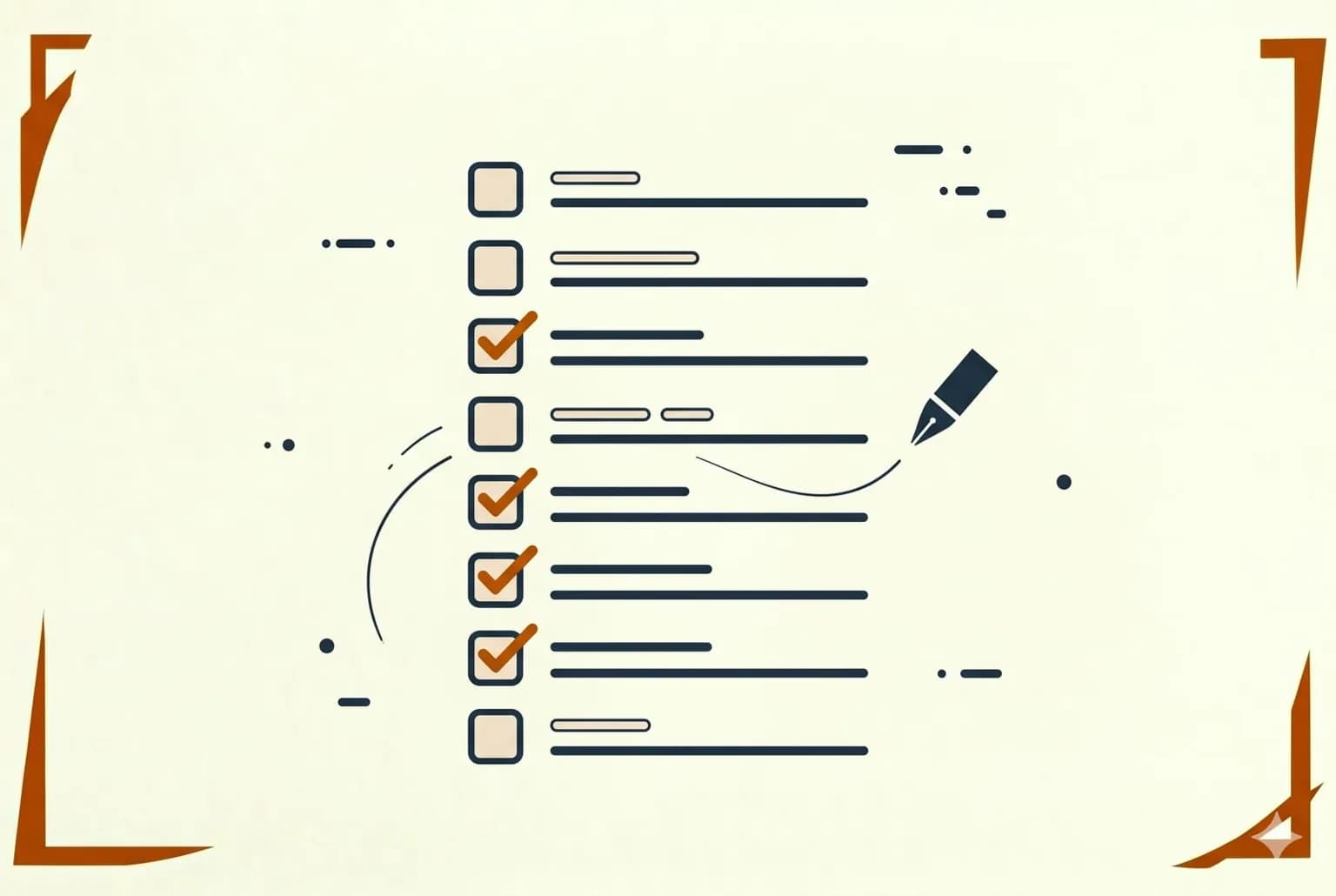 Editorial-Illustration: Acht-Schritte-Checkliste für die ersten 60 Minuten nach einem Verkehrsunfall